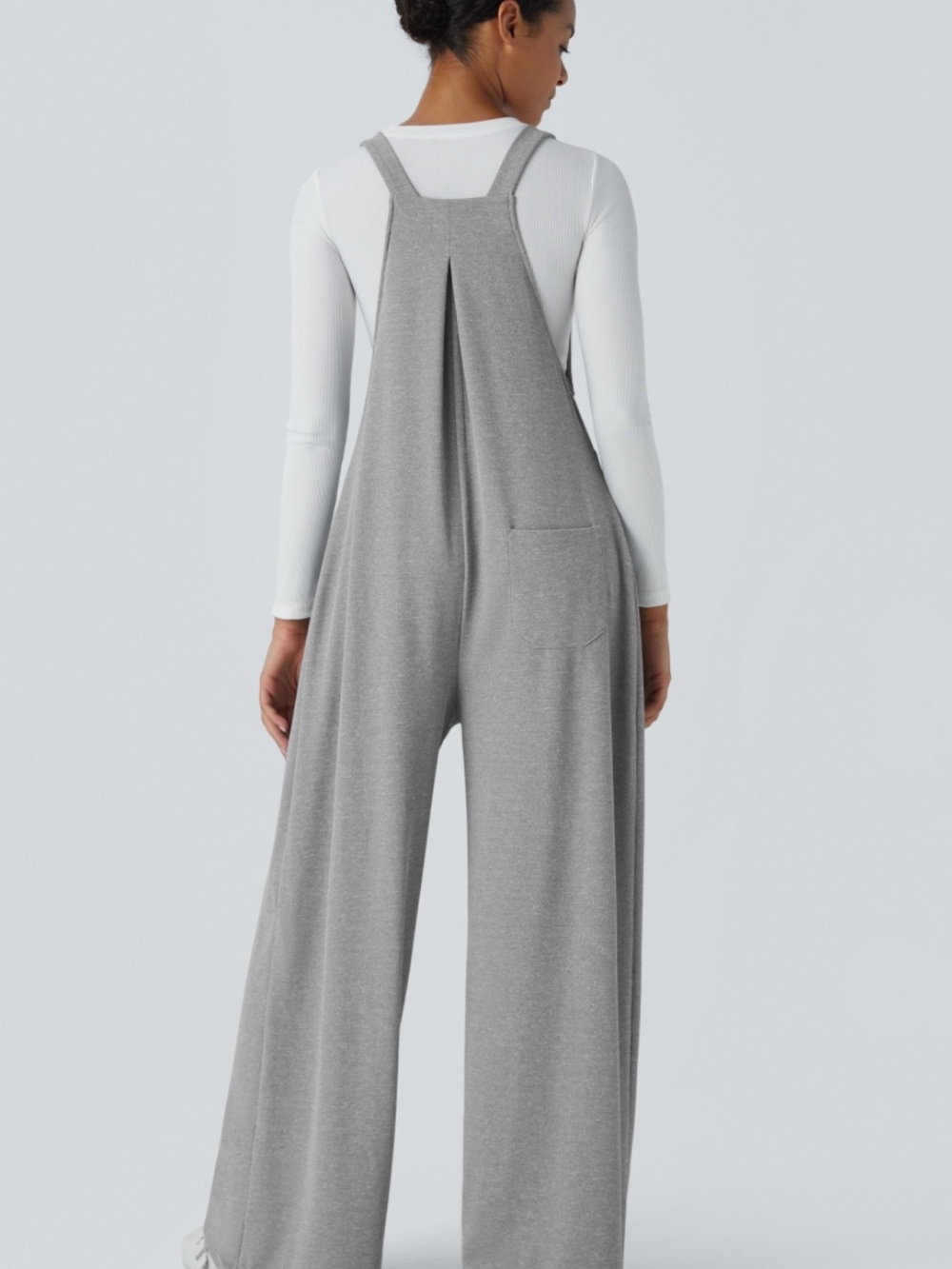 Wide-Leg HALARA Overall Jumpsuit in Light Gray S EUC - Picture 2 of 5